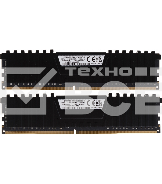Оперативная память Corsair Vengeance LPX, DDR4, 16GB (2x8GB), 3200MHz, CL16, с радиаторами, черный