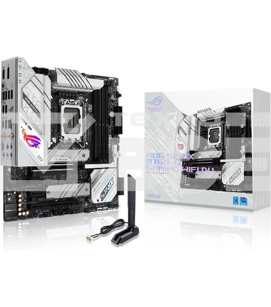 Материнская плата ASUS ROG STRIX B760-G GAMING WIFI D4, LGA 1700, Intel B760, 4xDDR4, 4xSATA, 2xM.2, 1xPCI-E 5.0 x16, 1xPCI-E 4.0 x4, 1xHDMI, 1xDP, 1x 2.5Gb LAN, 1xUSB-A 3.2 Gen 2, 2xUSB-A 3.2 Gen 1, 4xUSB-A 2.0, 1xUSB-C 3.2 Gen 1, 1xUSB-C 3.2 Gen 2x2, 7x3.5 мм, 7.1, Micro-ATX