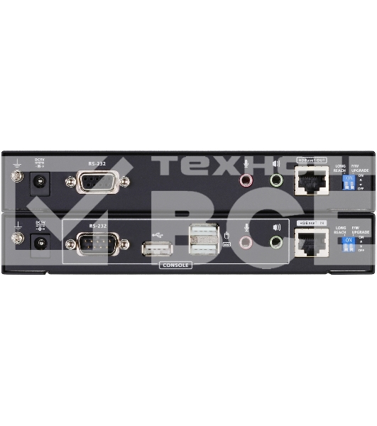 Удлинитель, KVM USB 2xDVI Single Link+AUDIO+RS232, 100 м., 1xUTP, макс.разр.1920х1200 60Hz 90м Cat5e;100м Cat6/6a /1080p 100м HDBaseT;1920x1200 150м cat6/6a LongReach HDBaseT, 2xDVI-D+2MINIJACK+DB9+USB B>3xUSB A, бп 220> 5V,,[ATEN CE624-AT-G]