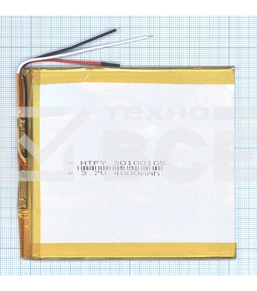 Аккумулятор Li-Pol (батарея) 3*100*105мм 3pin 3.7V/4000mAh