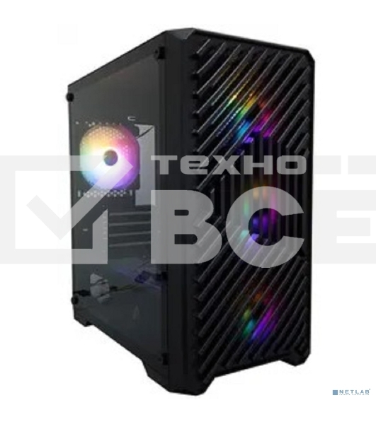 Компьютерный корпус 1STPLAYER TRILOBITE T5 Black / mATX, TG / 4x120mm LED fans inc. / T5-BK-4F1