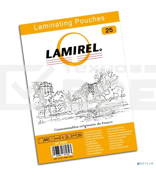 Пленка для ламинирования Fellowes 75мкм A4 (25шт) глянцевая 216x303мм Lamirel (LA-78800)