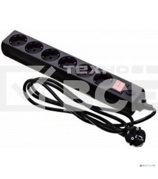 Сетевой фильтр Buro 600SH-16-1.8-B 1.8м (6 розеток) черный (коробка)