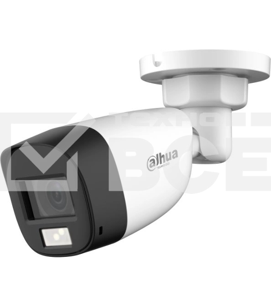 Уличная цилиндрическая HDCVI-видеокамера DAHUA DH-HAC-HFW1200CLP-IL-A-0280B-S6 с интеллектуальной двойной подсветкой 2Мп, объектив 2.8мм, ИК 20м, LED 20м, IP67, корпус: металл, быстрый монтаж