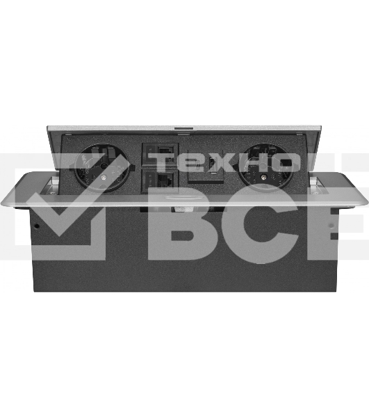 Розетка Cactus CS-SOCKET-EU2-USBA/C-NET для столешницы серый