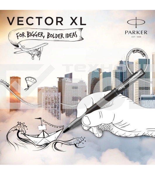 Ручка роллер Parker Vector XL (CW2159774) Black CT F черн. черн. подар.кор.