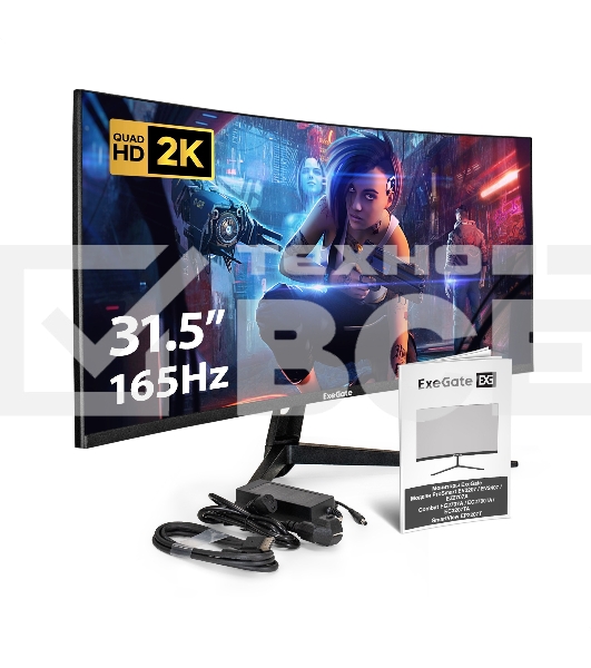 Монитор 31.5' ExeGate Combat EC3200TA VA 2560x1440, 165 Гц, 5 мс (GtG), 16:9, 300 кд/м², изогнутый (1500R), 2×HDMI 2.0, 2×DP, 3.5 Jack, динамики (2×3 Вт), RGB-подсветка, FreeSync, черный