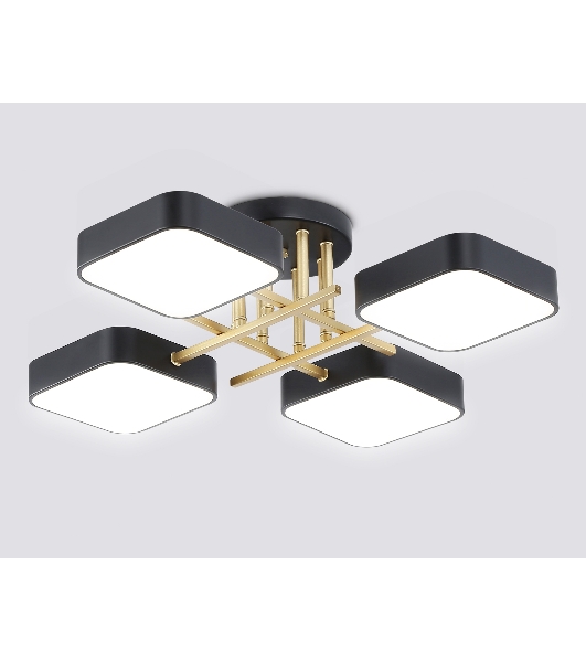 Люстра светодиодная на штанге Ambrella light FL516343/4 BK/GD черный/золото 72W 3000-6000K 550*550*150 (без ПДУ)