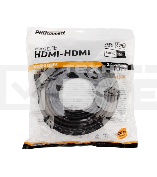 Кабель Proconnect HDMI - HDMI 2.0, 20м, Gold