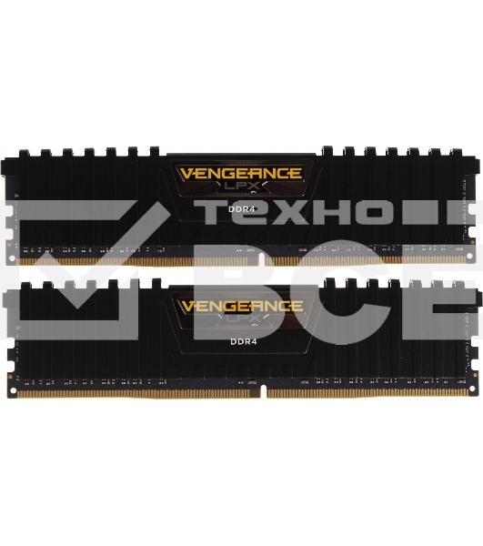 Оперативная память Corsair Vengeance LPX, DDR4, 16GB (2x8GB), 3200MHz, CL16, с радиаторами, черный