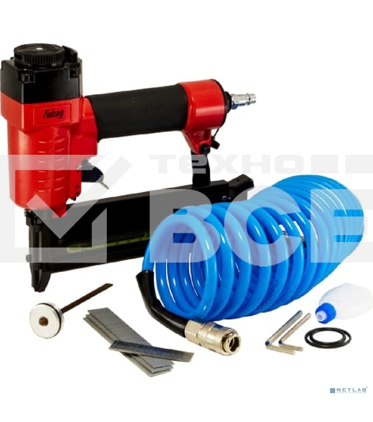 Набор пневмоинструмента FUBAG: пистолет SN4050, шланг 5 м, гвозди 15 мм, скобы 16 мм, боек [120106] длина гвоздя 15-50мм_длина скобы_16-40мм_ширина скобы 5_7мм_1.05х1.25_100шт_23л/м