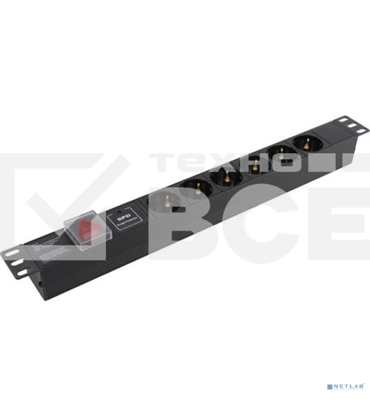 Блок розеток горизонтальный ExeGate ServerPro PDU-19H607 Al-6S-C14-SW-SPD1, 19