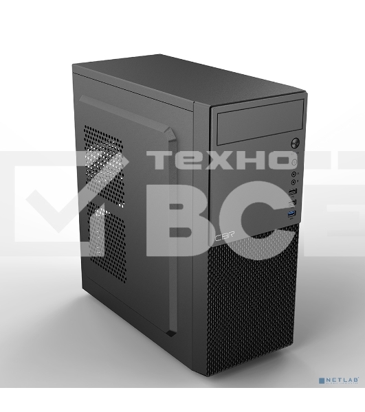 Компьютерный корпус CBR PCC-ATX-E188-WPSU ATX Miditower E188, без БП, 1*USB 3.0, 2*USB 2.0, HD Audio+Mic, Black