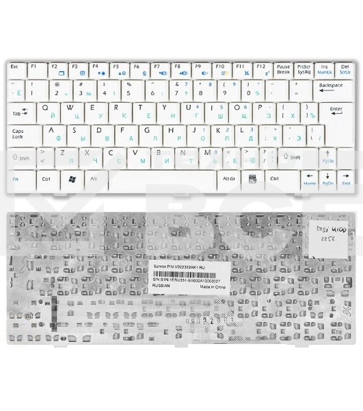 Клавиатура для ноутбука MSI Wind U90 U100 U110 U120, белый