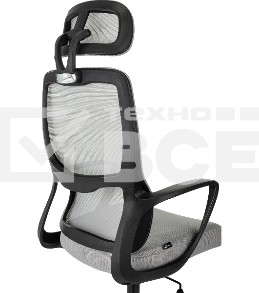 Кресло руководителя Бюрократ Wise серый, сетка/ткань, с подголов. крестов. пластик