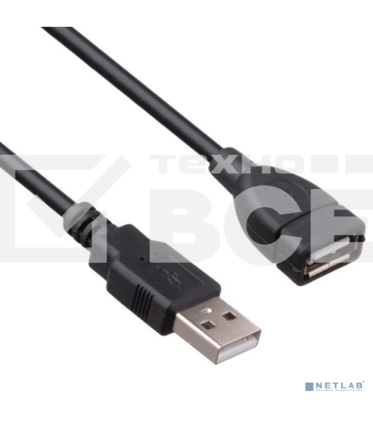 Удлинитель USB 2.0 ExeGate EX-CCF-USB2-AMAF-1.8F (Am/Af, позолоченные контакты, ферритовые кольца, 1,8м)