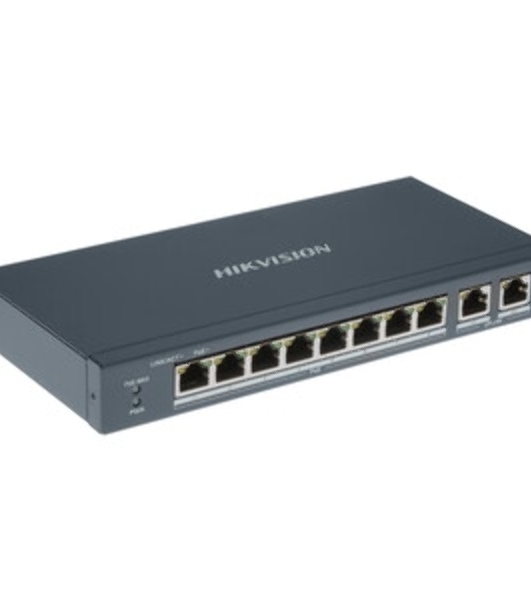 Коммутатор Hikvision DS-3E0310P-E/M, 8×100 Мбит/с PoE+ + 1×1 Гбит/с RJ45 + 1×1 Гбит/с Combo, неуправляемый