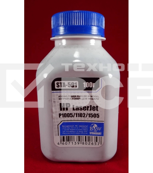 Тонер HP LJ P1505/22/66/1606/1102/1120 LBP-3010/3250 (фл.100г) B&W Standart фас России