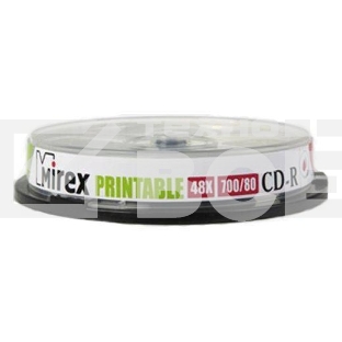 Диск CD-R Mirex 700 Mb, 48х, Cake Box (10), Ink Printable (10/300)