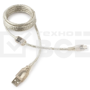 Кабель Cablexpert USB 2.0 Pro, AM/microBM, 1,8м, экран, феррит.кольцо, прозрачны (CCP-mUSB2-AMBM-6-TR)