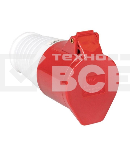 Розетка кабельная 16А 380В 3P+РЕ IP44 (214) EKF ps-214-16-380