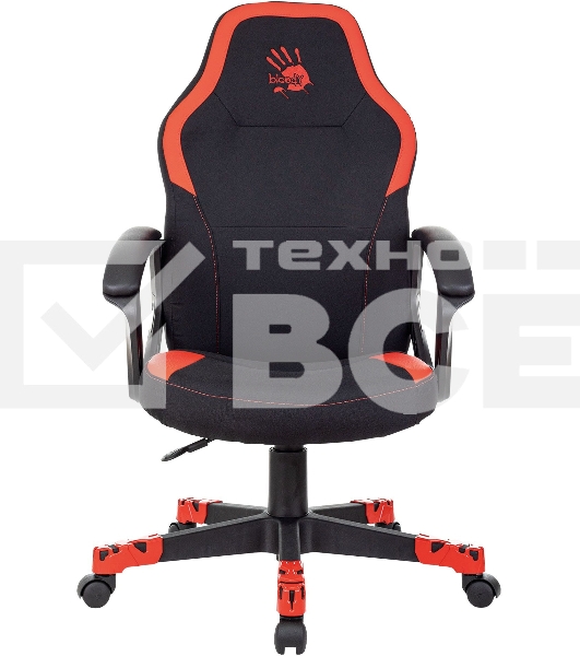 Кресло игровое A4Tech Bloody GC-190 черный/красный, текстиль/эко.кожа, крестов. пластик