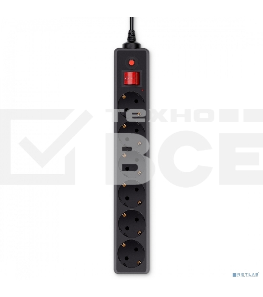 Сетевой фильтр Buro 600SH-16-1.8-B 1.8м (6 розеток) черный (коробка)