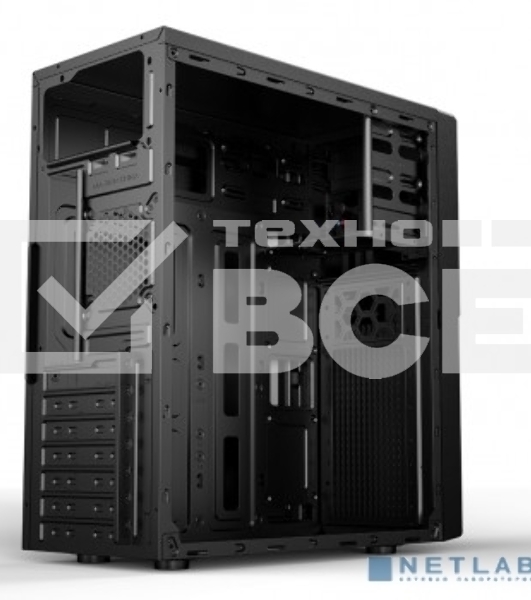 Компьютерный корпус CBR PCC-ATX-E188-WPSU ATX Miditower E188, без БП, 1*USB 3.0, 2*USB 2.0, HD Audio+Mic, Black