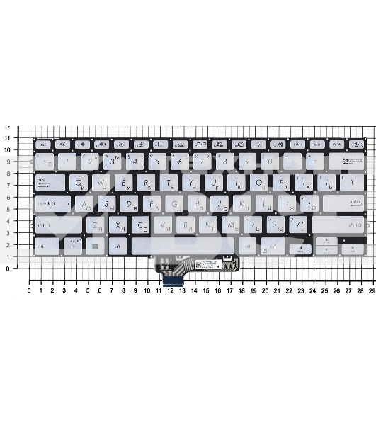 Клавиатура для ноутбука Asus Zenbook UM431DA серебристая