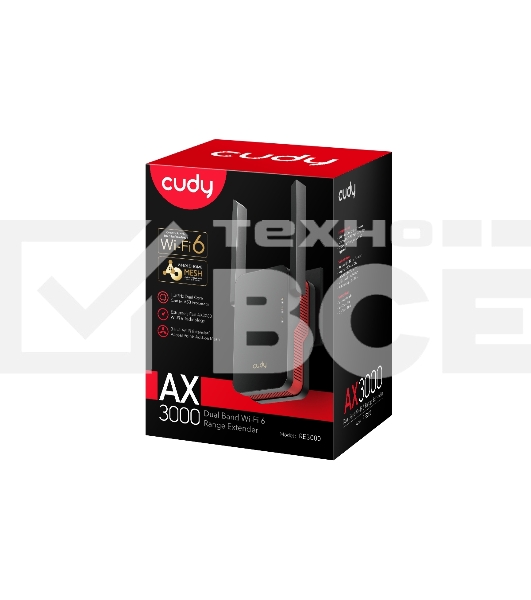 Повторитель беспроводного сигнала Cudy RE3000 AX3000 Wi-Fi черный