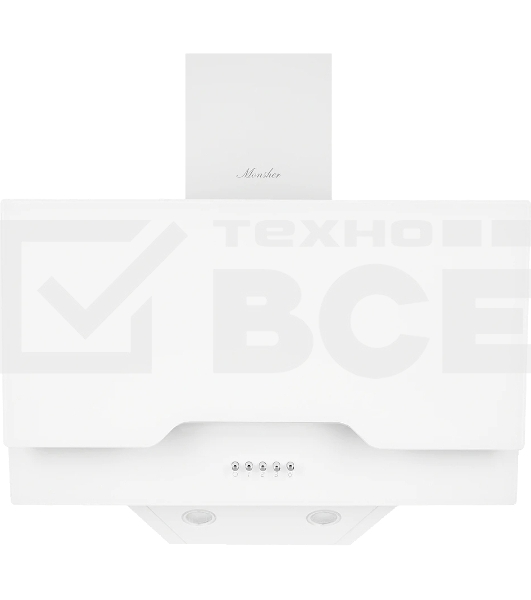 Наклонная вытяжка MONSHER LAVAL 60 Blanc, ширина 60 см, отвод/рециркуляция, 900 м3/час, электронноесенсорное управление, 3 скорости, светодиодное освещение 2*1 Вт, металлические жироулавливающие фильтры, угольный фильтр KM 102 (опция), цвет: белый ПРОМО