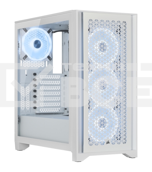 Корпус без блока питания Corsair iCUE 4000D RGB Airflow, Midi-Tower, TG, 3x120mm RGB, 1xUSB-A 3.2, 1xUSB 3.2 Type-C, E-ATX, ATX, mATX, mITX White