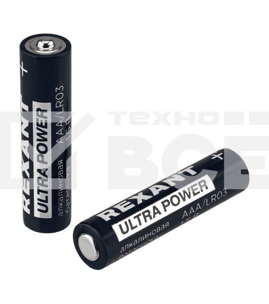 Батарейка алкалиновая Rexant ультра AAA/LR03 мизинчиковая 1,5В блистер 2 шт.