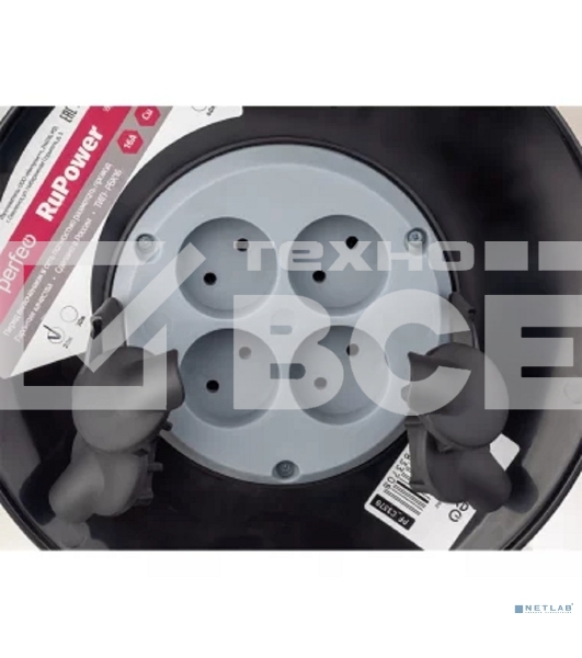 Удлинитель на катушке без заземления PERFEO RU POWER 40м 4гн 16А ПВС 2х2,5 IP44 (РБК16).