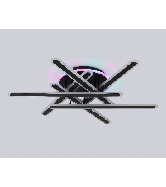 Потолочный светодиодный светильник FA8908 BK/CH черный/хром 125W 3000-6400K+RGB 800*770*160 (ПДУ ИК)