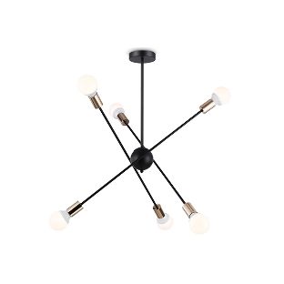 Светильник Ambrella light TR80435/6 BK/GD черный/золото E27/6 max 60W D950*730