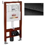 Инсталляция BAU PRO для подвесного унитаза, клавиша смыва из стекла BAU Dream дизайнерская, черная, фото3