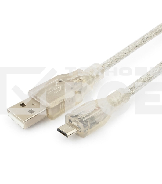 Кабель Cablexpert USB 2.0 Pro, AM/microBM, 1,8м, экран, феррит.кольцо, прозрачны (CCP-mUSB2-AMBM-6-TR)
