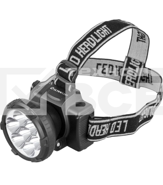 Фонарь ULTRAFLASH LED5362налобн аккум 220в черный 7led 2 реж пласт бокс