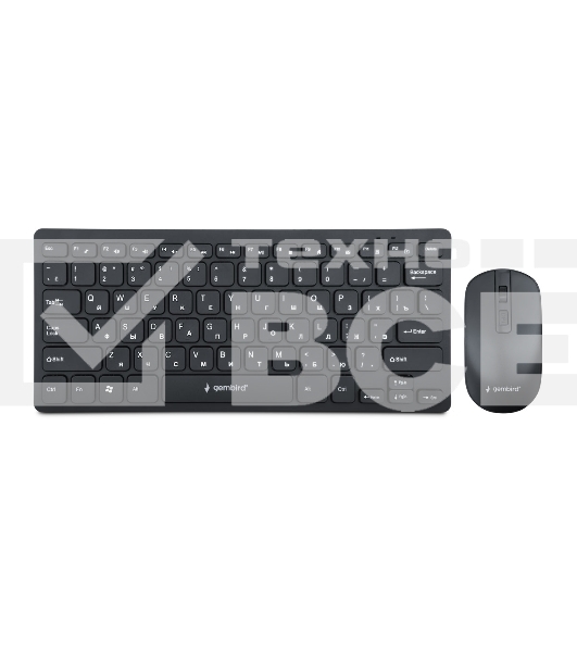 Комплект клавиатура+мышь беспроводные Gembird KBS-9100, 2.4ГГц, чёрн, 84кл, 1600 DPI, бат. в компл.
