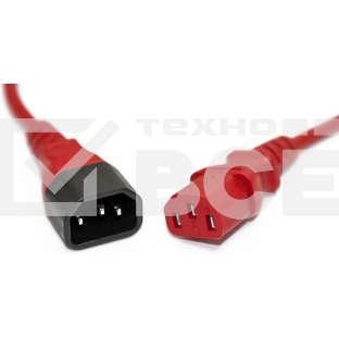 Шнур для блока питания Hyperline, IEC 320 C13, вилка IEC 60320 С14, 0.5 м, 10А, провода 3 х 0,75 кв. мм, цвет: красный