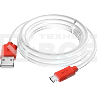 Кабель GCR 3.0m MicroUSB, белый, красные коннекторы, быстрая зарядка, 28/24 AWG, GCR-53218