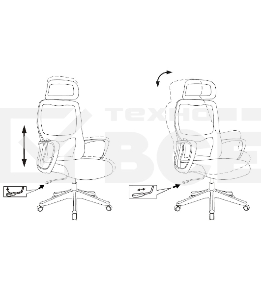 Кресло руководителя Бюрократ Wise серый, сетка/ткань, с подголов. крестов. пластик