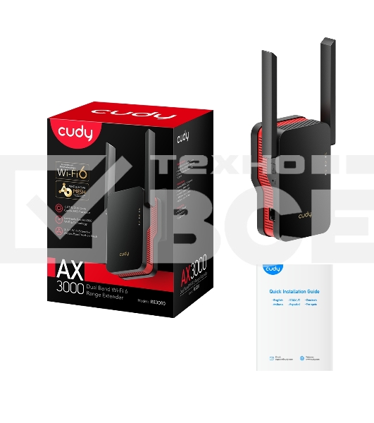 Повторитель беспроводного сигнала Cudy RE3000 AX3000 Wi-Fi черный