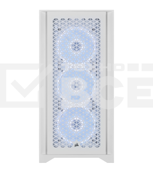 Корпус без блока питания Corsair iCUE 4000D RGB Airflow, Midi-Tower, TG, 3x120mm RGB, 1xUSB-A 3.2, 1xUSB 3.2 Type-C, E-ATX, ATX, mATX, mITX White