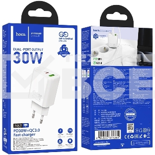 Сетевое зарядное устройство Hoco N63 Gentle 30W 3A (PD+QC) белый