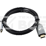 Кабель аудио-видео Cactus CS-USBC-HDMI-2-2 USB Type-C (m)/HDMI (m) 2м. позолоч.конт. черный, фото 1
