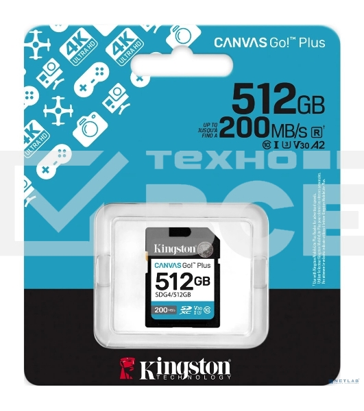 Флеш карта SDXC 512Gb Kingston SDG4/512Gb Canvas Go! Plus w/o adapter