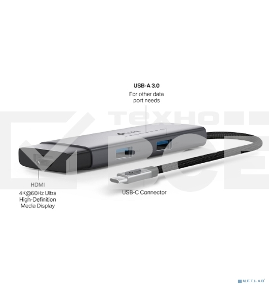 Разветвитель USB-C TP-Link UH5020C 2порт. серый