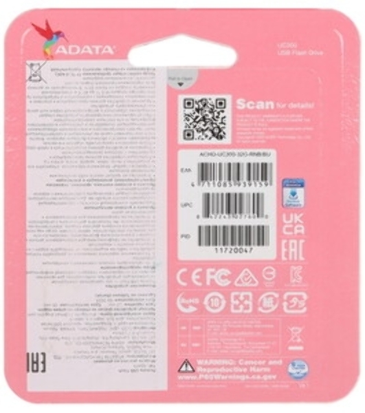 Флешка USB ADATA UC300 (ACHO-UC300-32G-RBK/GN), 32Gb, Type-C USB 3.2, R/W 100/30, черный/зеленый